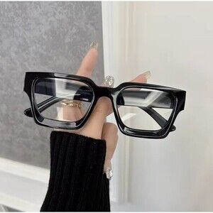Black Chunky Square Glasses Anti Blue Light Women Men For Computer Work Plastic